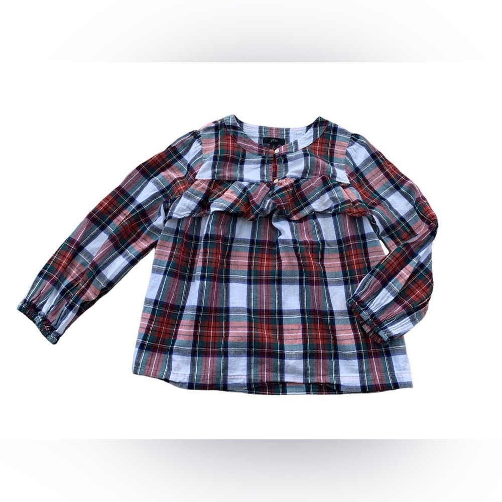J. Crew Women’s Small Snowy Stewart Tartan Plaid Holiday Christmas Ruffle Top